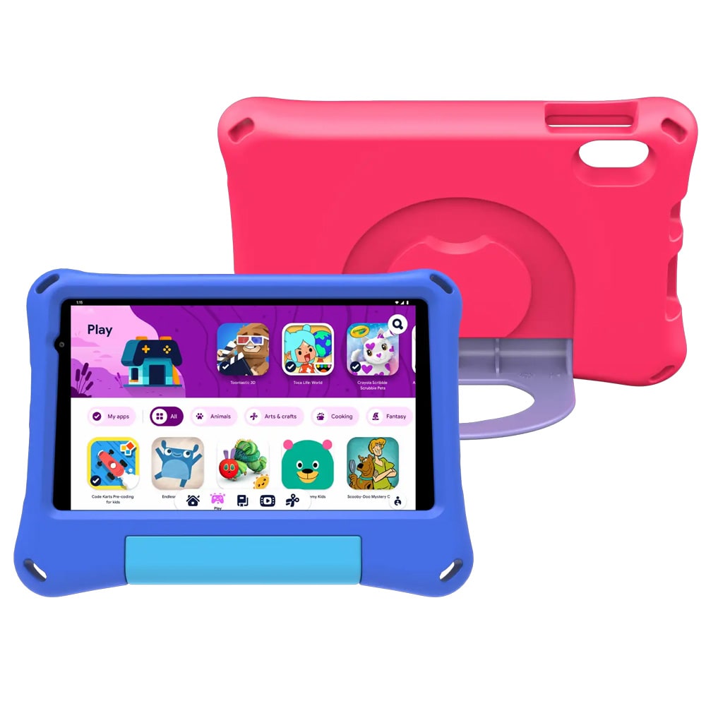 Denver 8" Tabletti Android 16 4GB Ram / Lasten tabletti puskurilla sininen / vaaleanpunainen