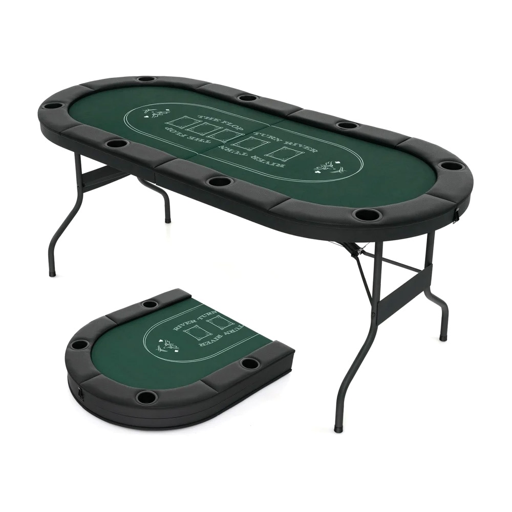 Kokoontaitettava pokeripöytä / kasinopöytä Texas Hold’emiin ja blackjackiin – 6–8 pelaajaa