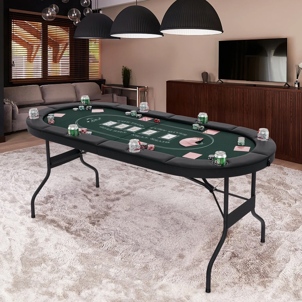 Kokoontaitettava pokeripöytä / kasinopöytä Texas Hold’emiin ja blackjackiin – 6–8 pelaajaa
