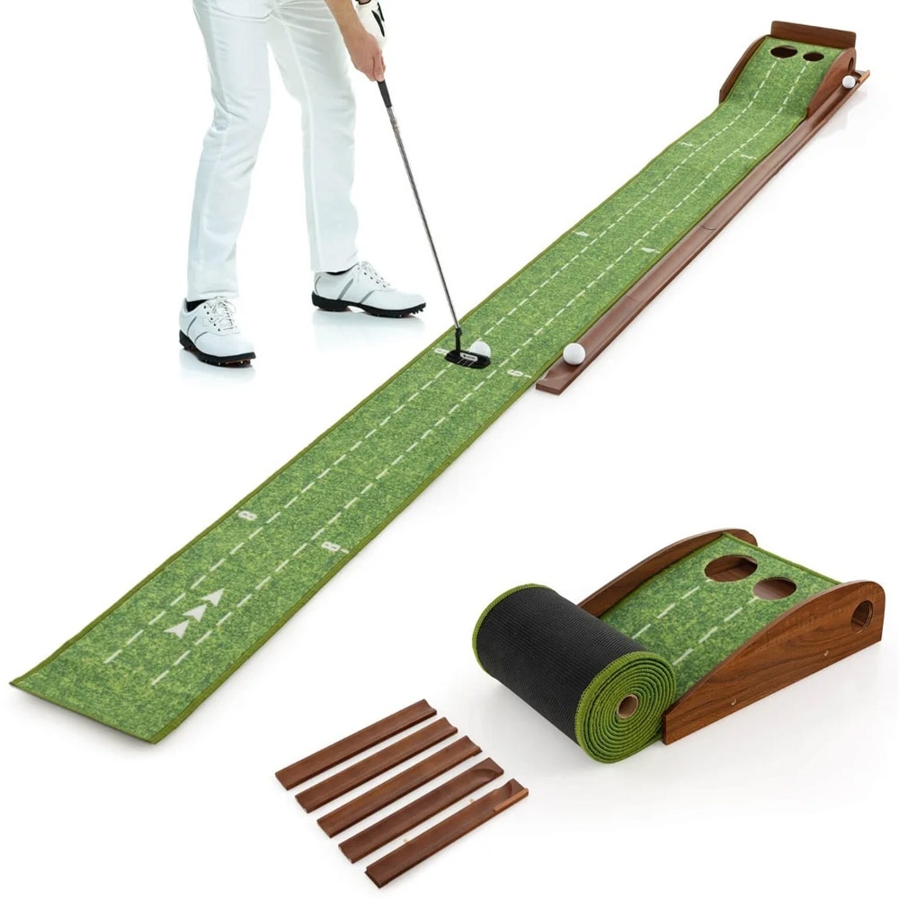 Golfin puttimatto 3 m pallonpalautuksella – harjoitusmatto kahdella reikäkoolla