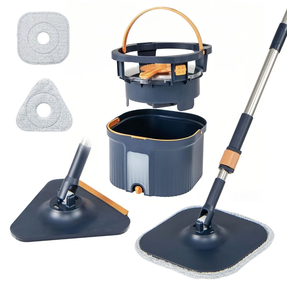 Moppiämpärisetti / pyörivä moppisetti / lattiamoppi ämpärillä – sininen