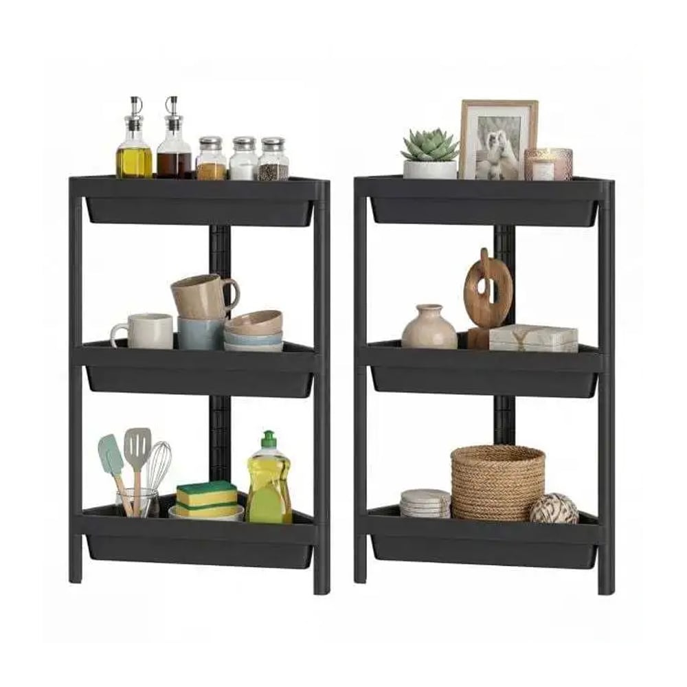 Kulmahylly 2 kpl – kulmasuihkuhylly / kylpyhuonehylly / kulmasäilytys – musta