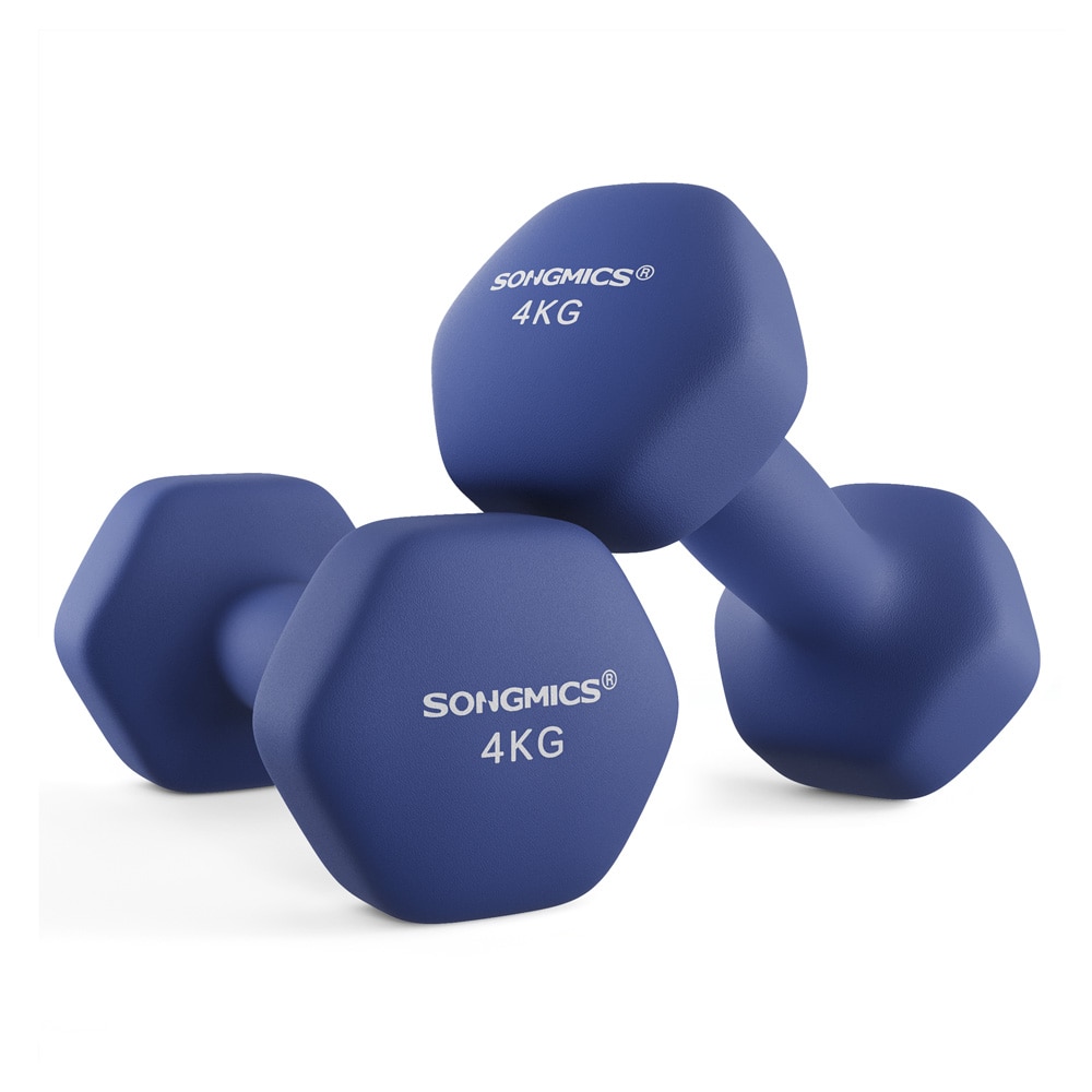 Käsipainot neopreeni 4kg 2-pack - Harbour sininen / kuusikulmainen käsipainot voimaharjoittelu / käsipainosarja kotiharjoittelu ergonominen ote