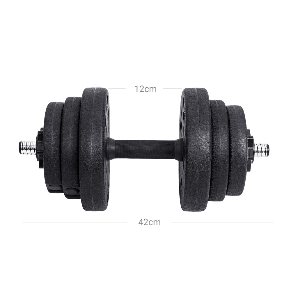 Säädettävä käsipaino- ja levytankosarja 20 kg / 2-in-1 käsipainosarja painolevyillä / kotikuntosarja voimaharjoitteluun