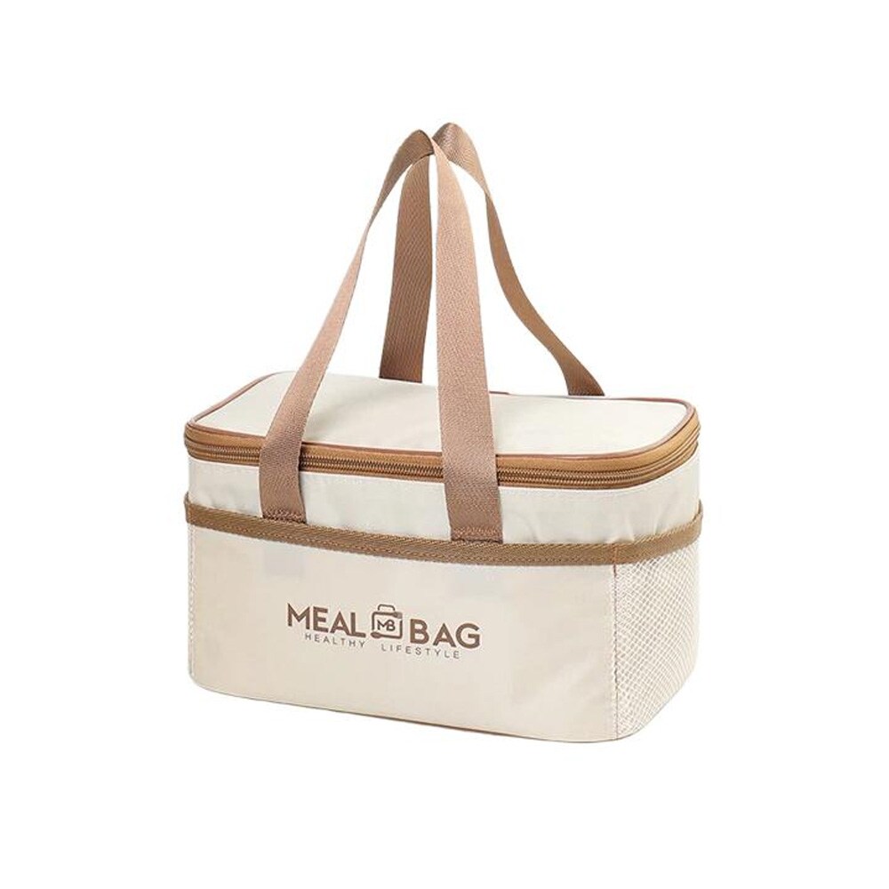 Pieni kylmälaukku beige / eristetty lounaslaukku / lämpölaukku eväsrasialle