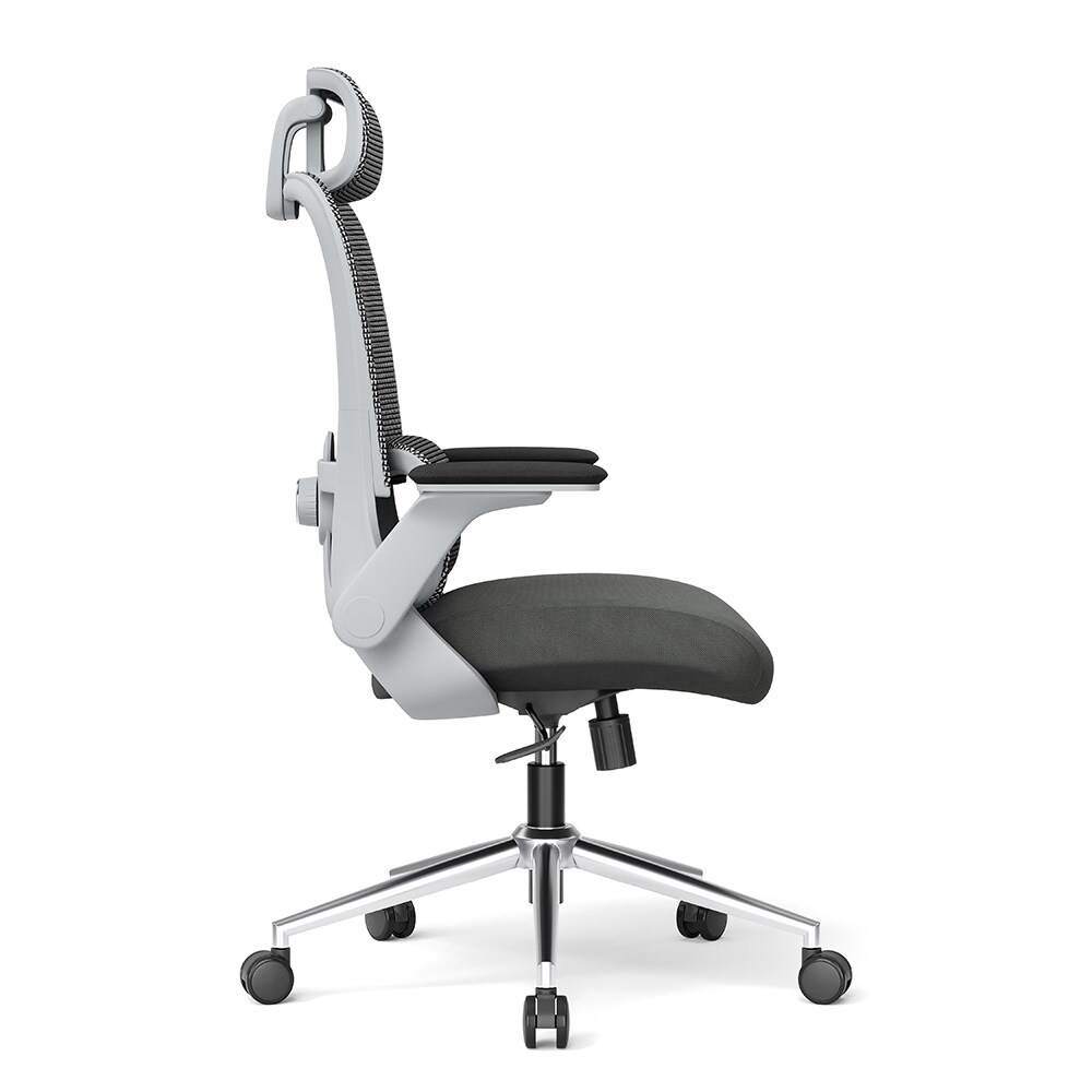 Ergonominen toimistotuoli niskatuella / korkeussäädettävä verkkoselkäinen työtuoli / harmaa työtuoli 5 vuoden takuulla