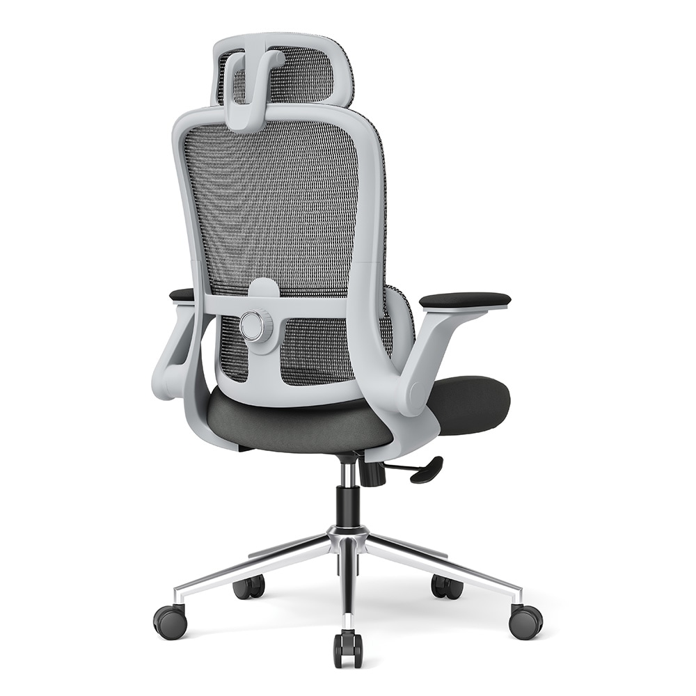 Ergonominen toimistotuoli niskatuella / korkeussäädettävä verkkoselkäinen työtuoli / harmaa työtuoli 5 vuoden takuulla