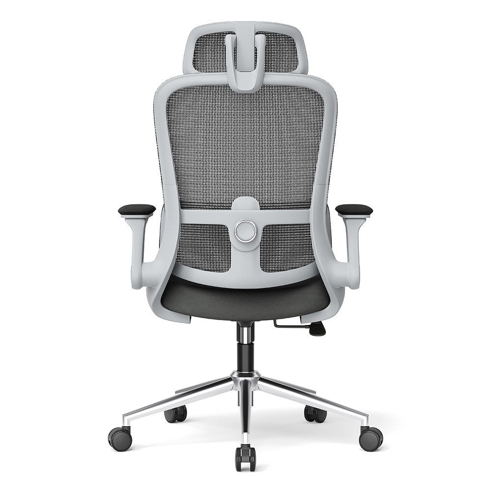 Ergonominen toimistotuoli niskatuella / korkeussäädettävä verkkoselkäinen työtuoli / harmaa työtuoli 5 vuoden takuulla