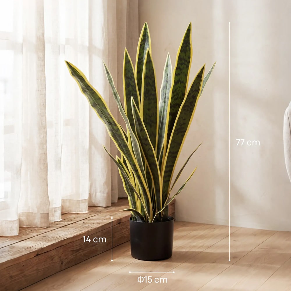 Sansevieria anopinkieli tekokasvi ruukussa 77 cm / keinotekoinen viherkasvi / huoltovapaa sisustuskasvi