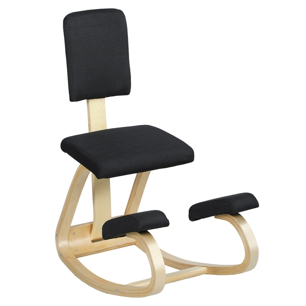 Ergonominen polvituoli selkänojalla ja keinutoiminnolla - toimistotuoli / tasapainotuoli mustana