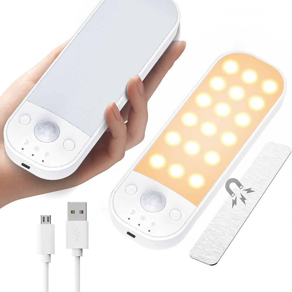 LED-lamppu, jossa on magnet ja liiketunnistin / ladattava LED-lamppu, jossa on 3 valon lämpötilaa / USB-C-anturilamppu