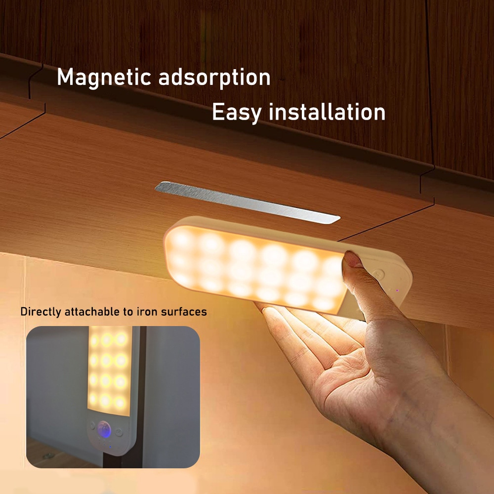 LED-lamppu, jossa on magnet ja liiketunnistin / ladattava LED-lamppu, jossa on 3 valon lämpötilaa / USB-C-anturilamppu