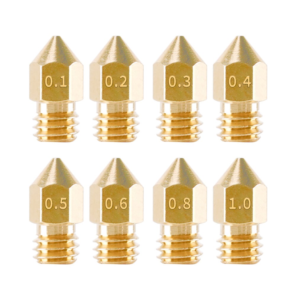 Messinkisuutin Makerbot MK8 1,75 mm / 3D-tulostimen suutinsarja 0,1-1,0 mm / ekstruuderin suuttimen 8-pack