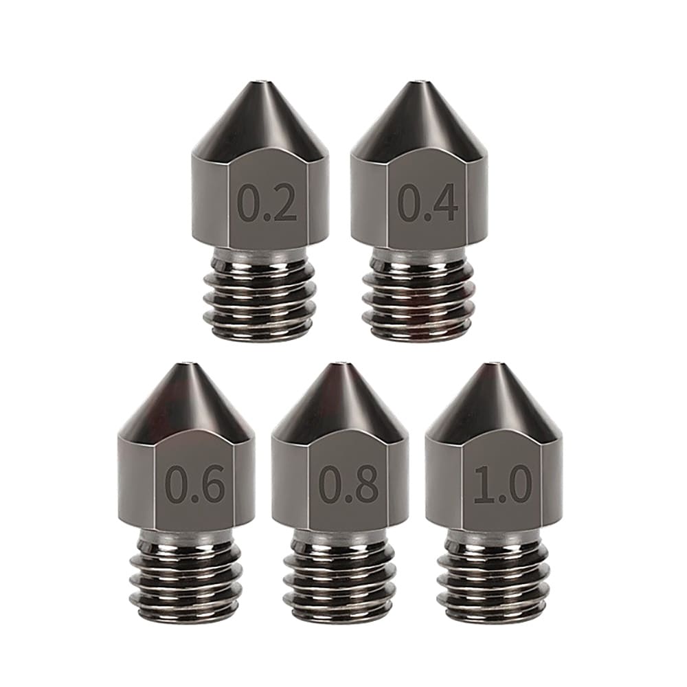 Karkaistusta teräksestä valmistettu suutin Makerbot MK8 1,75 mm / 3D-tulostimen suutinsarja 0,2-1,0 mm / kestävä suutin 5-pack