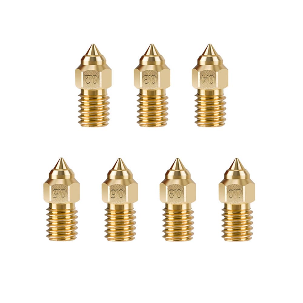 Messinkisuutin Creality Ender 7/5/3 V3 SE / 3D-tulostimen suutin 1,75 mm 0,2-1,0 mm / suutin 7-pack
