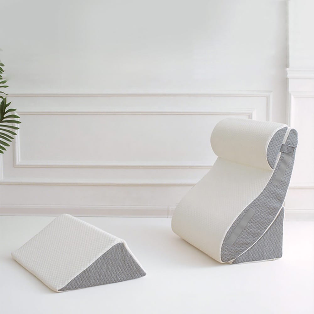 Ergonominen selkätyyny jalkatuella sänkyyn 66 x 57 x 22 cm – Polyesteri ja korkeakimmoinen vaahto