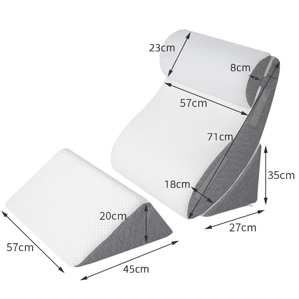 Ergonominen selkätyyny jalkatuella sänkyyn 66 x 57 x 22 cm – Polyesteri ja korkeakimmoinen vaahto