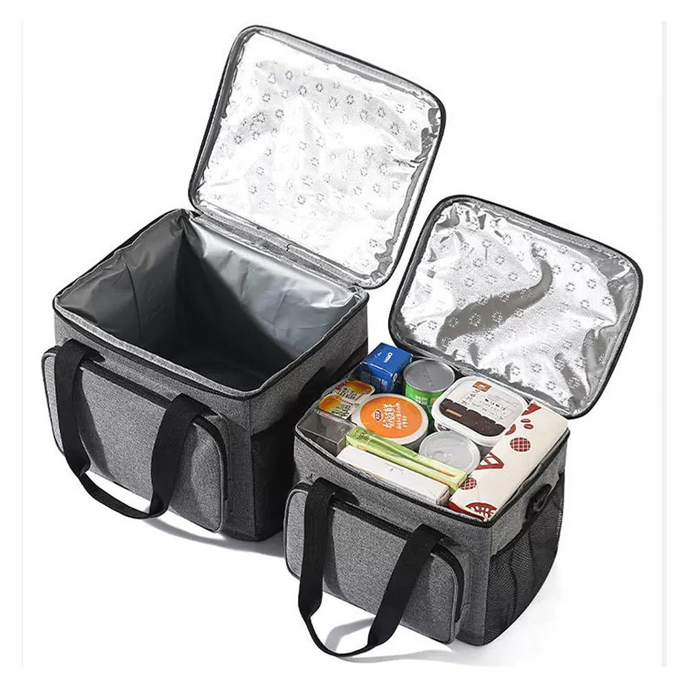 Kylmälaukku 15L olkahihnalla / eristetty lounaslaukku iso / kylmälaukku 30 cm / lounaslaukku vedenpitävä - Harmaa - Harmaa