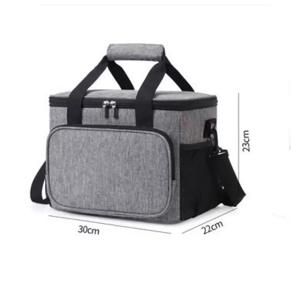 Kylmälaukku 15L olkahihnalla / eristetty lounaslaukku iso / kylmälaukku 30 cm / lounaslaukku vedenpitävä - Harmaa - Harmaa