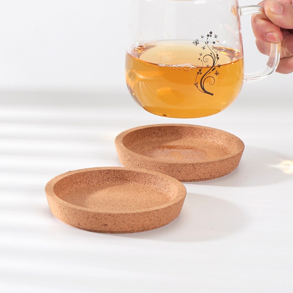 Lasi aluslautaset korkki 3-pack / kuppi aluslautaset liukastumisen esto / aluslautaset reunalla korkki / pöydän suojukset lasi / aluslautaset korkki