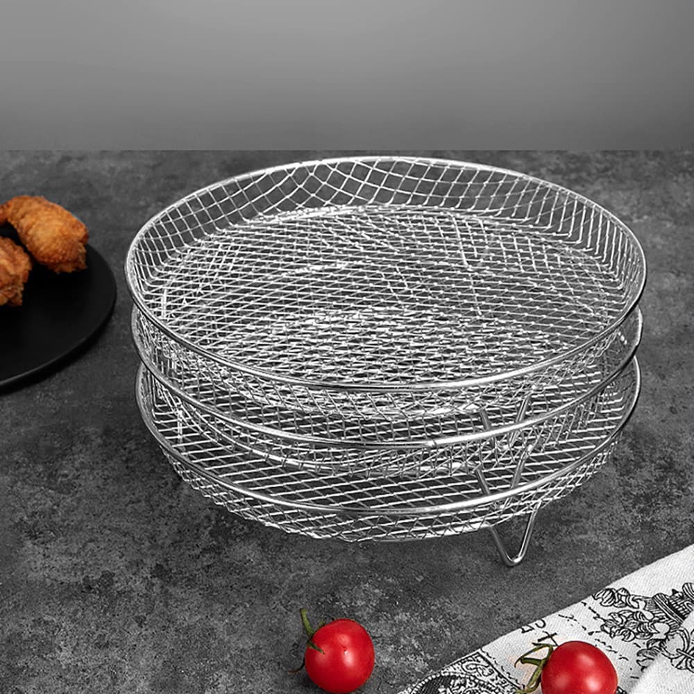 Airfryer grillikori pyöreä 20 cm / airfryer teline ruostumatonta terästä / grilliritilä airfryer / tarvikkeet airfryer / kori 3-pack / kori 3-pack