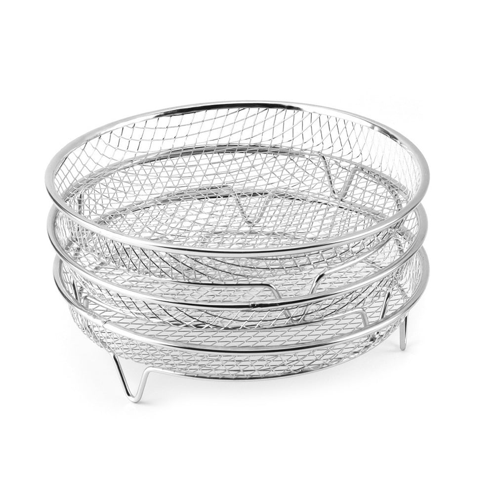 Airfryer grillikori pyöreä 20 cm / airfryer teline ruostumatonta terästä / grilliritilä airfryer / tarvikkeet airfryer / kori 3-pack / kori 3-pack