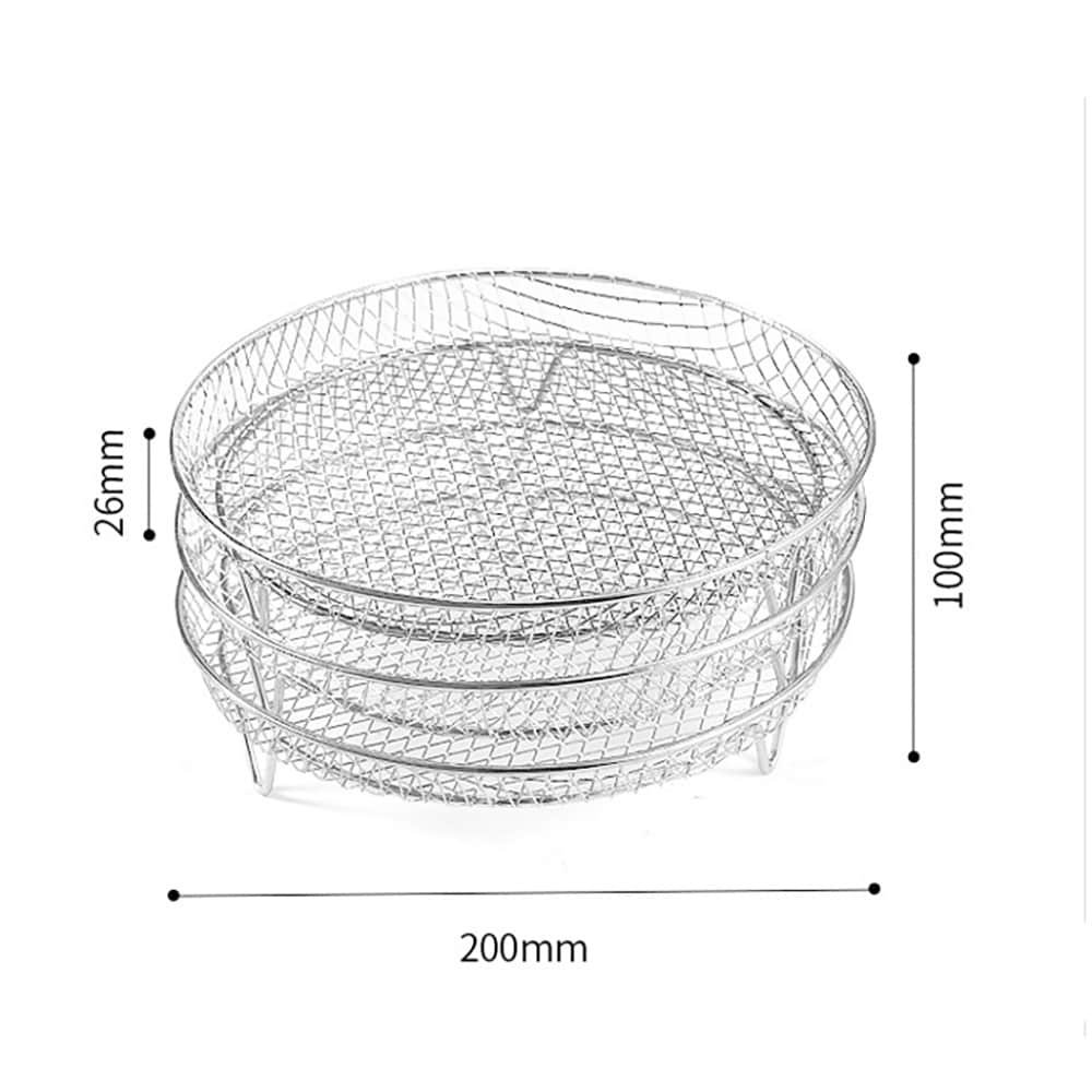 Airfryer grillikori pyöreä 20 cm / airfryer teline ruostumatonta terästä / grilliritilä airfryer / tarvikkeet airfryer / kori 3-pack / kori 3-pack
