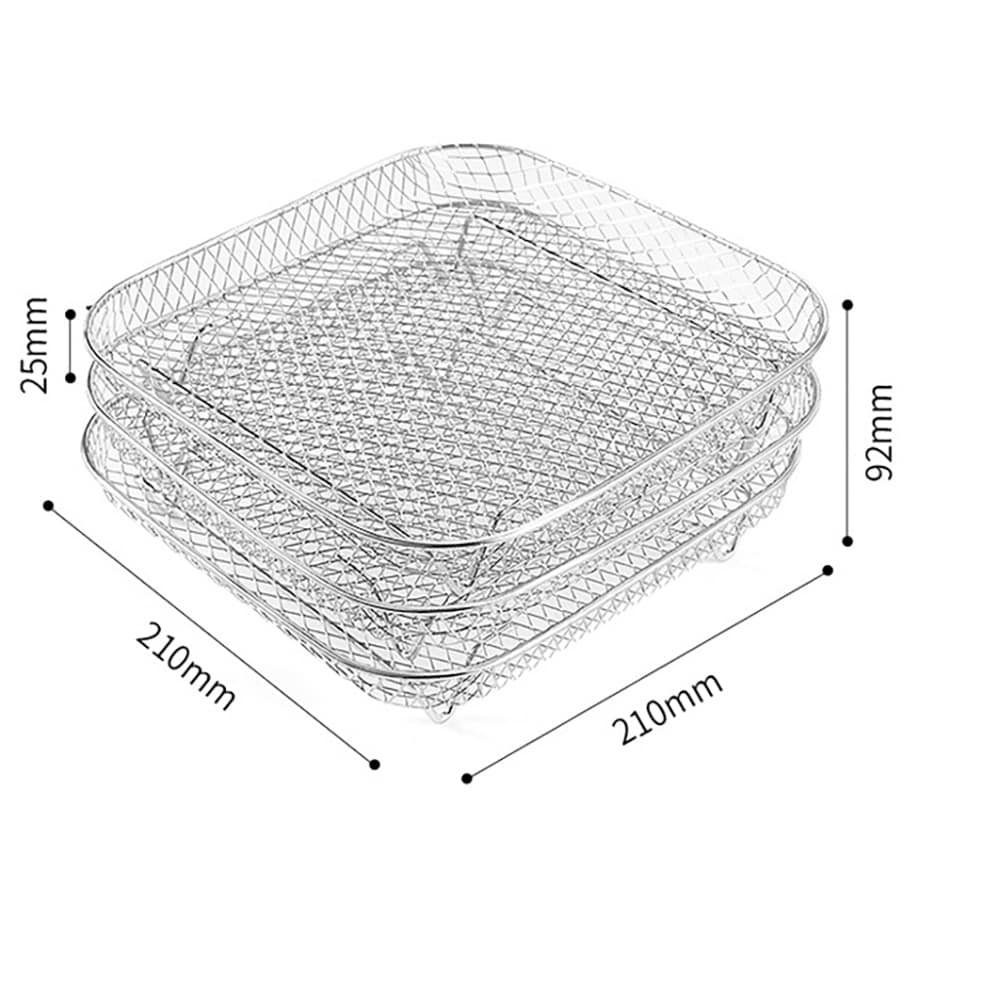 Airfryer grillikori neliö 21 cm / airfryer teline ruostumatonta terästä / grilliritilä airfryer / tarvikkeet airfryer / kori 3-pack / kori 3-pack