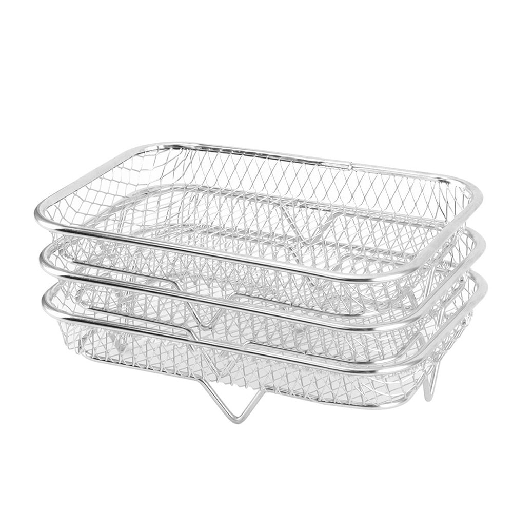 Airfryer grillikori suorakulmainen 19 cm / airfryer teline ruostumatonta terästä / grilliritilä airfryer / tarvikkeet airfryer / kori 3-pack