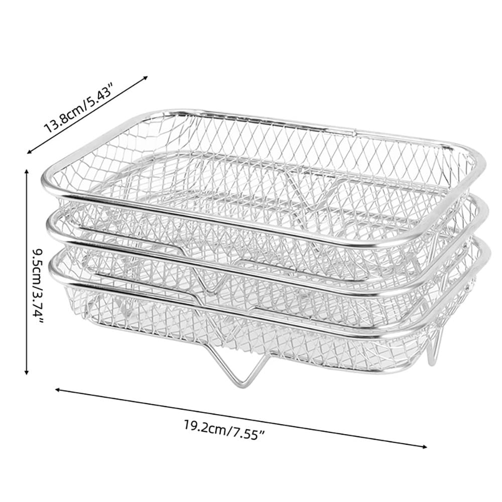 Airfryer grillikori suorakulmainen 19 cm / airfryer teline ruostumatonta terästä / grilliritilä airfryer / tarvikkeet airfryer / kori 3-pack