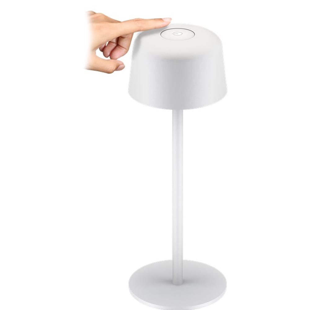 Langaton LED-pöytävalaisin 25 cm / kosketusohjaus / himmennettävä / 150 lm / 3000 K / ladattava / IP44 - Valkoinen - Valkoinen