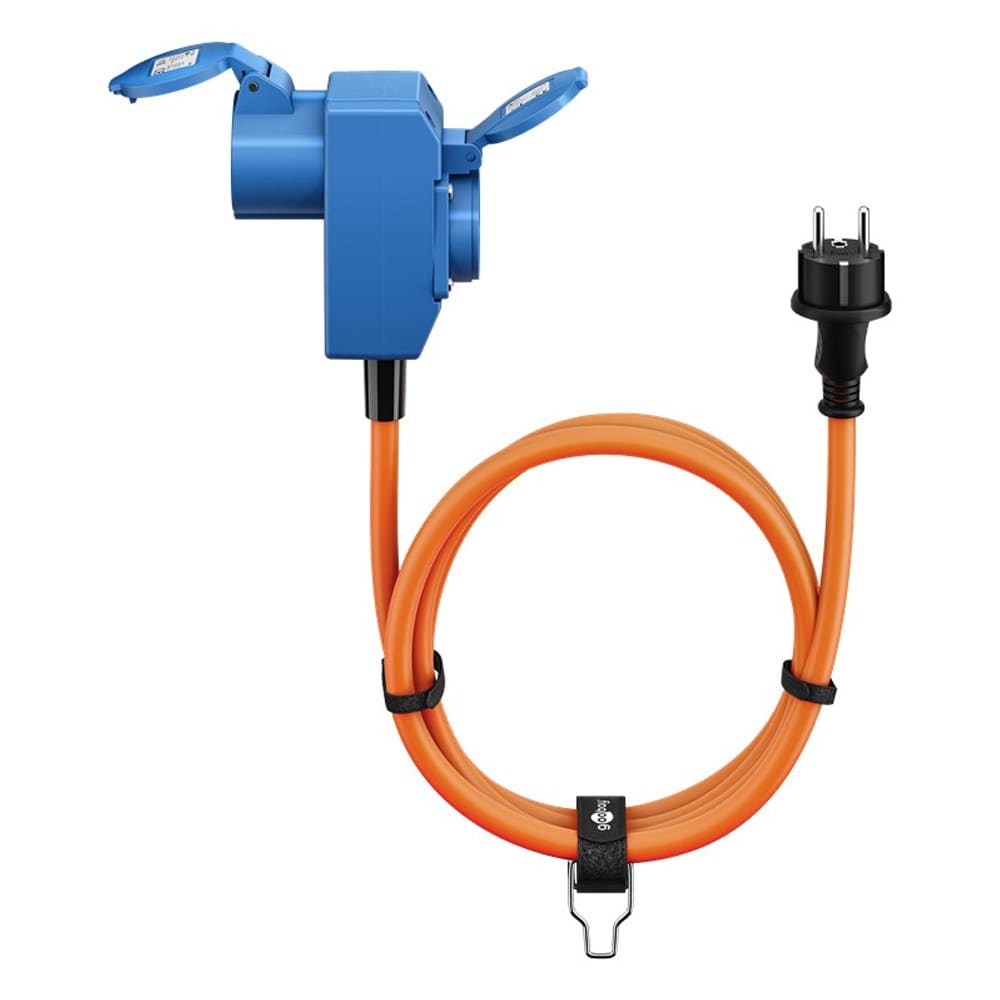 Goobay Virtajohto 230V-CEE kulma 1,5m / virtajohto CEE-schuko / retkeilykaapeli 230V / CEE-kaapeli kulma / ulkovirtajohto IP44 / ulkovirtajohto IP44