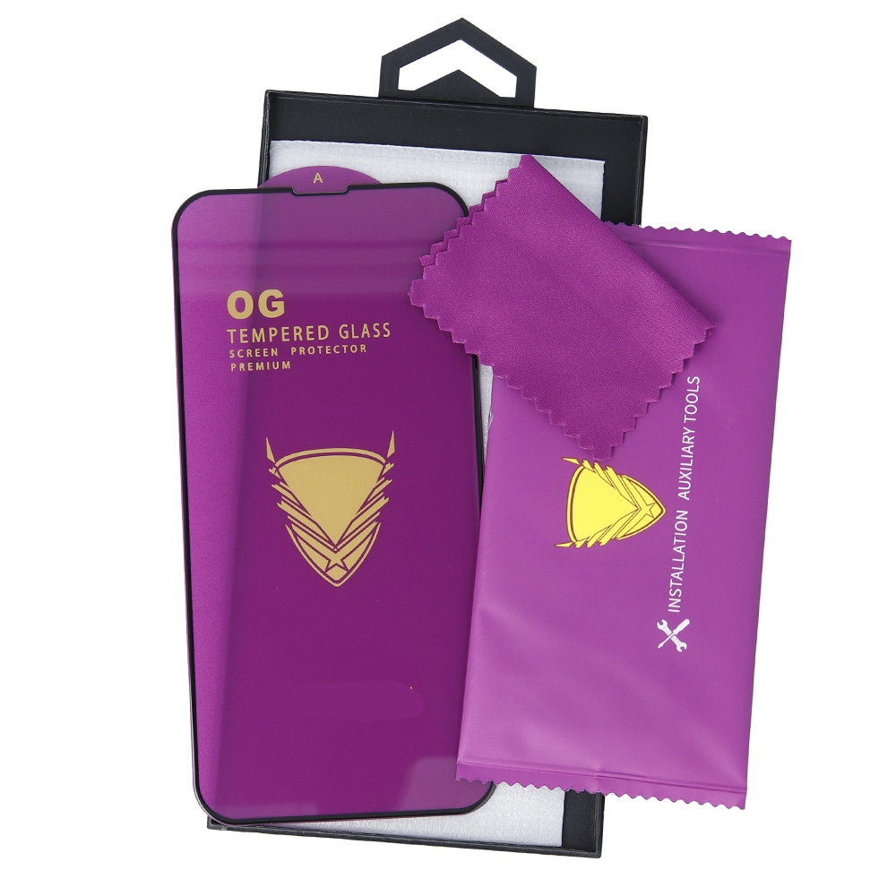 Karkaistu näytön suojakalvo OG Premium varten iPhone 17 Pro musta runko