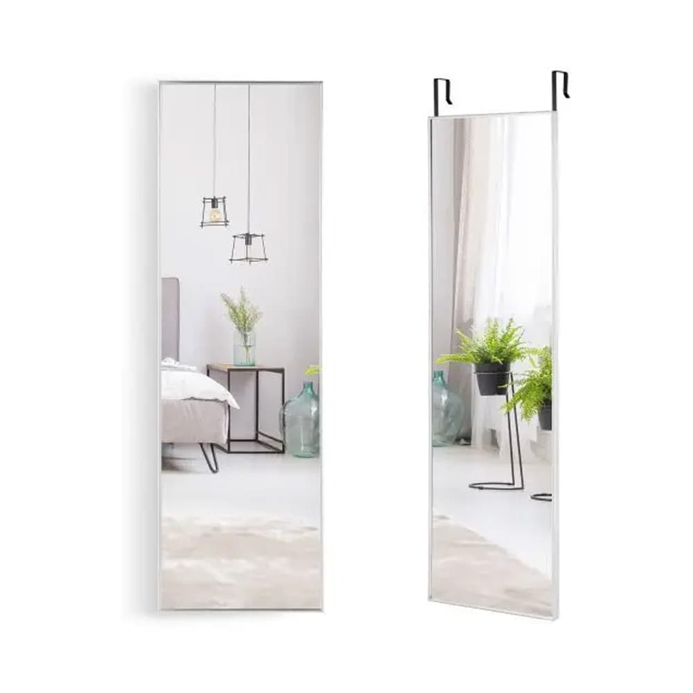Täyspitkä peili kehyksellä 120 cm / täyspitkä seinäpeili / ovipeili / suuri peili kehyksellä - Hopea