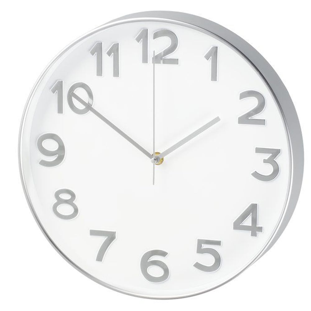 Seinäkello Reims 30 cm - valkoinen/hopea / seinäkello hiljainen / moderni seinäkello / design seinäkello