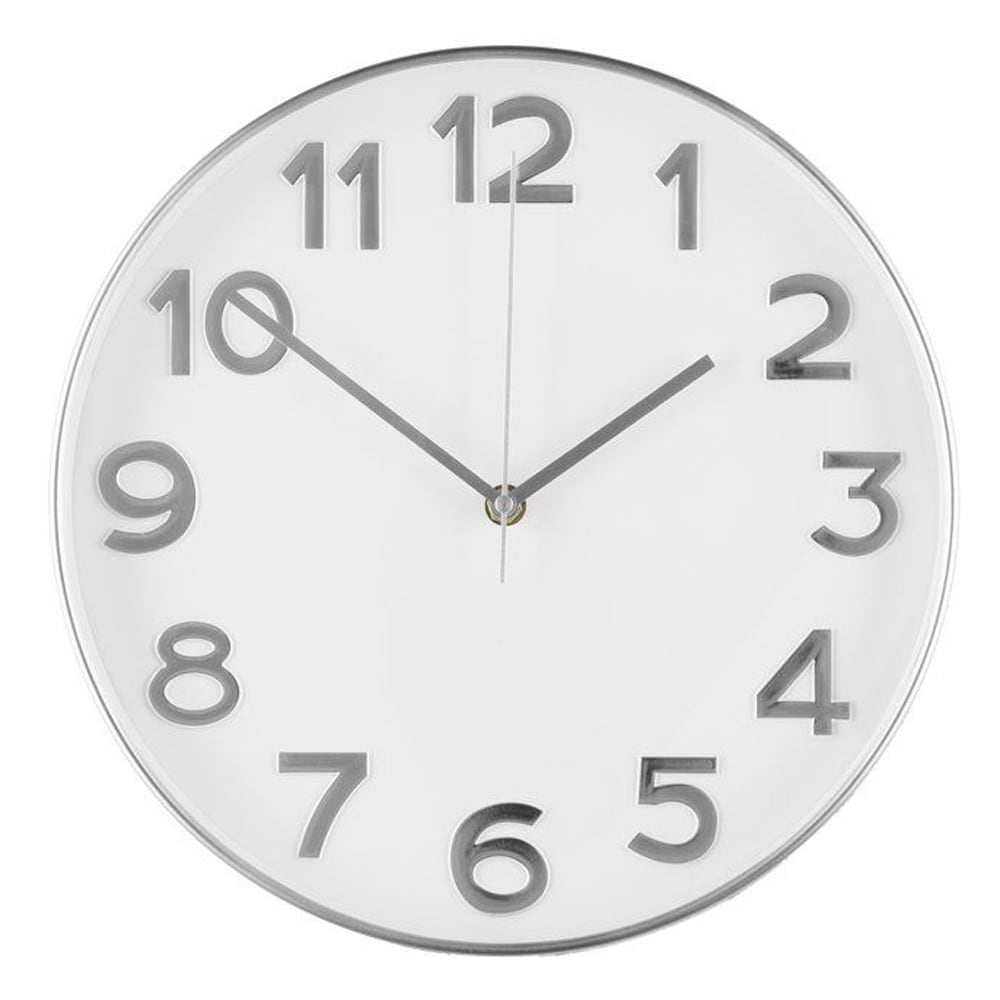 Seinäkello Reims 30 cm - valkoinen/hopea / seinäkello hiljainen / moderni seinäkello / design seinäkello