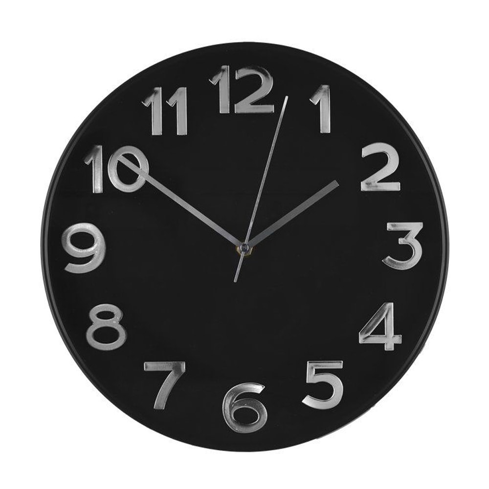 Seinäkello Reims 30 cm - svart/hopea / seinäkello hiljainen / moderni seinäkello / design kello seinään