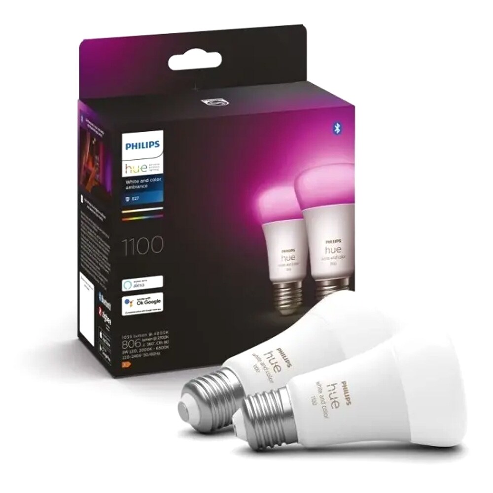 Philips Hue White & Color Ambiance LED E27 A60 9W 1100 lm 2-pack – Älylamput, 2000–6500 K, 16 miljoonaa väriä