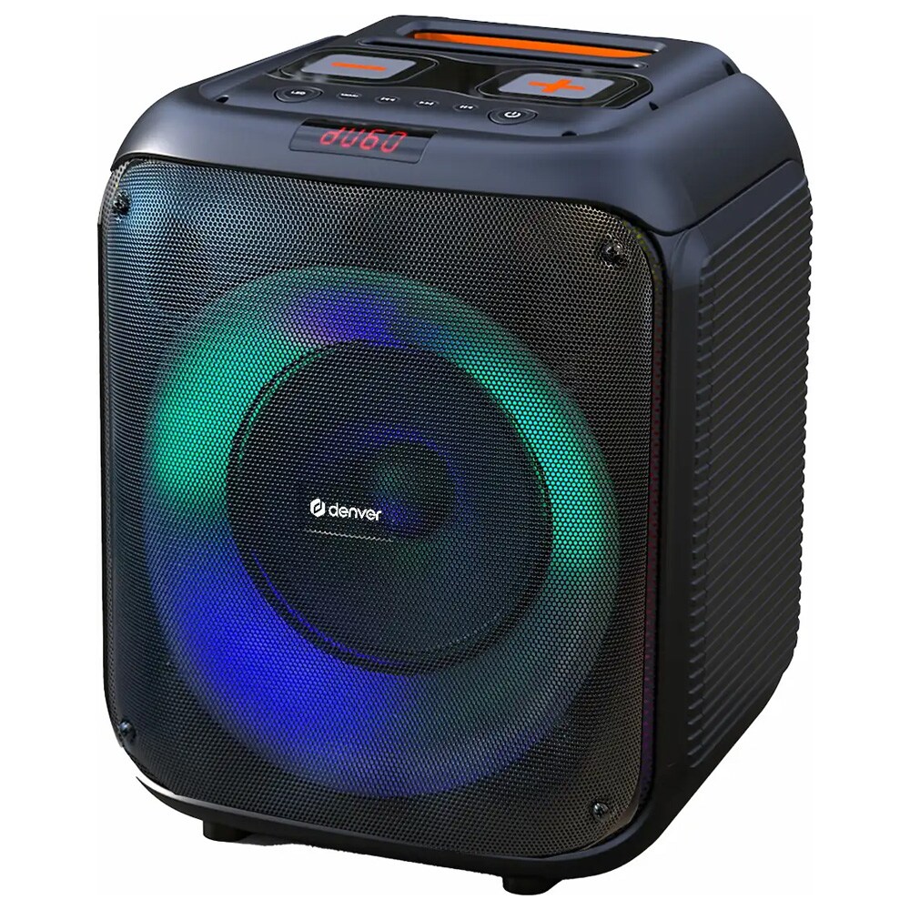 Denver BPS-250 bilekaiutin / Bluetooth-kaiutin LED-valoilla, mikrofonitulolla ja 40 W RMS -teholla