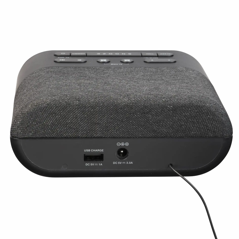 Denver CRQ-107 kelloradio / langaton Qi-lataus / kaksoishälytys / FM-radio PLL-virityksellä