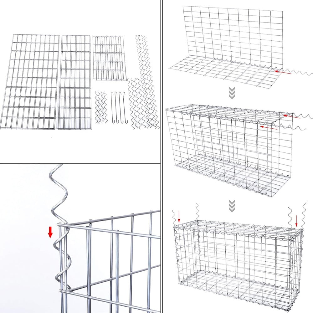Gabionikori 100 x 50 x 30 cm / sinkitty kivikori puutarhaan / työkaluton gabioni muuriin ja rajaukseen