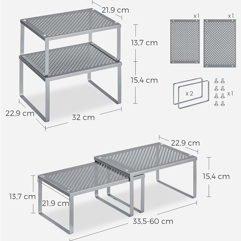 Metalliset maustehyllyt keittiön työtasolle 2-pack / maustehylly keittiö / keittiön hylly työtasolle
