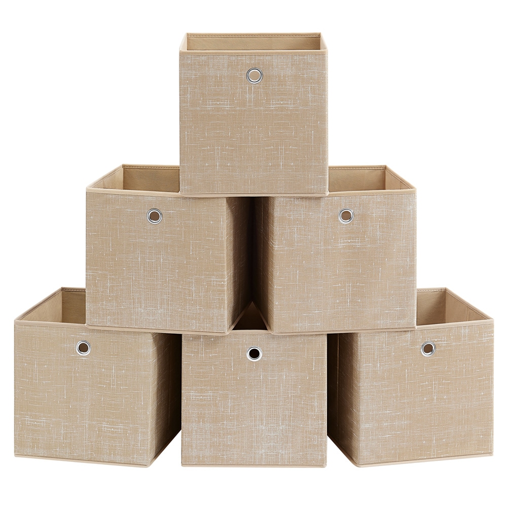 6kpl säilytyslaatikoita 30cm - Beige / säilytyskuutiot kangas / kuution säilytyslaatikot