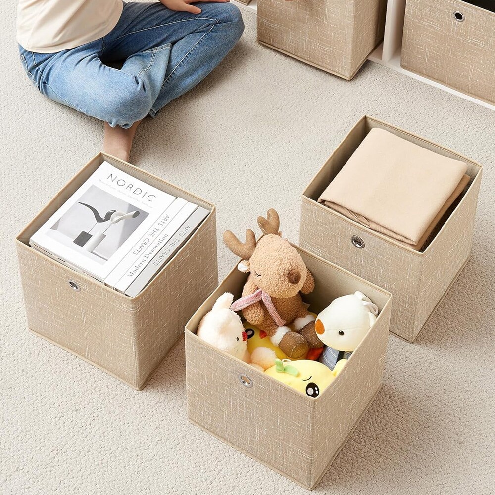 6kpl säilytyslaatikoita 30cm - Beige / säilytyskuutiot kangas / kuution säilytyslaatikot