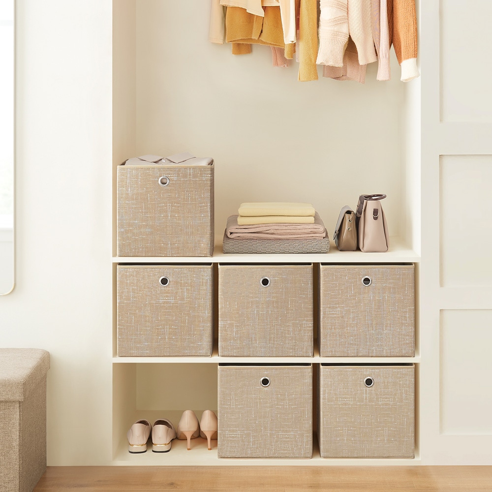 6kpl säilytyslaatikoita 30cm - Beige / säilytyskuutiot kangas / kuution säilytyslaatikot
