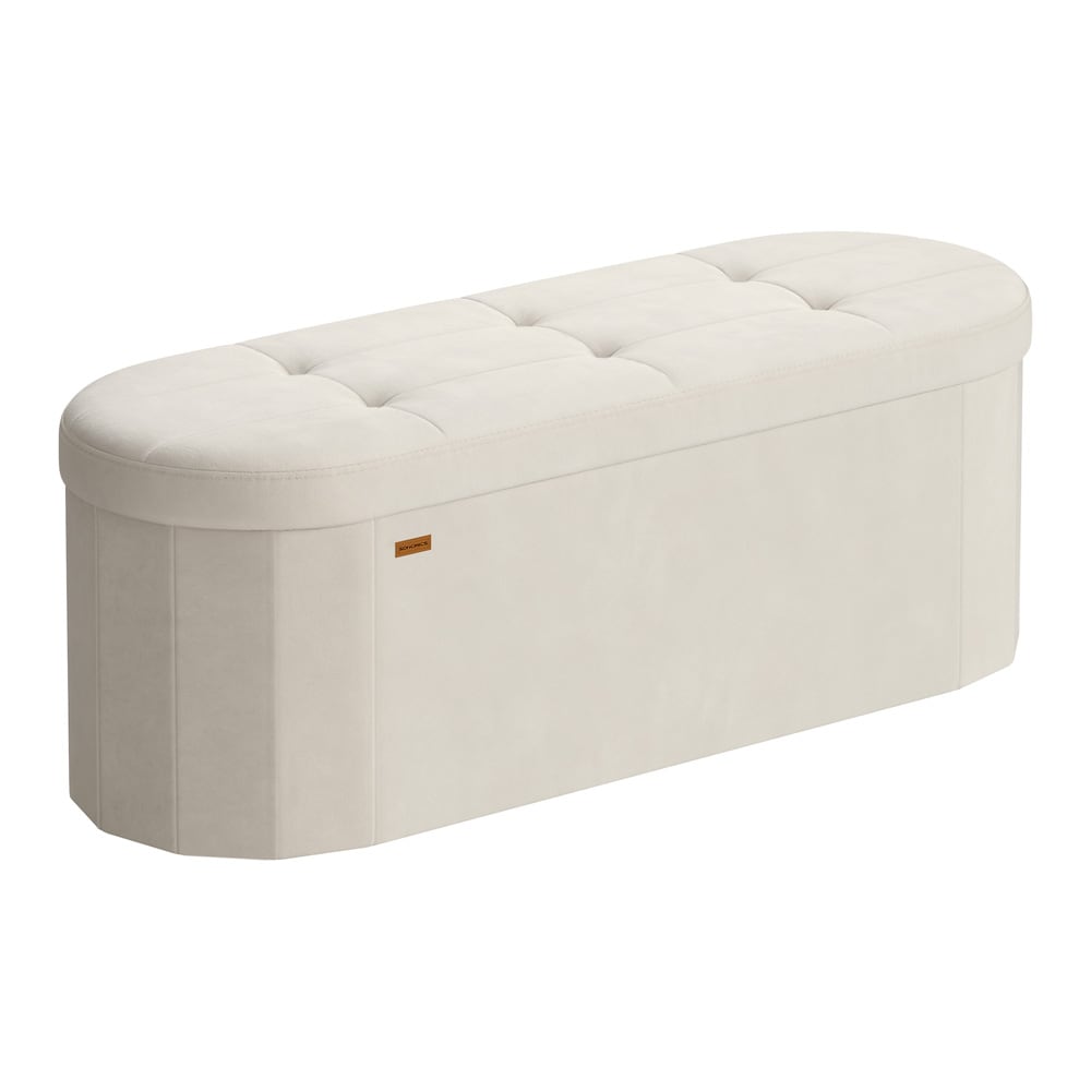 Säilytyspenkki 110×38×38 cm / kokoontaitettava samettirahi 110 l säilytystilalla – Valkoinen