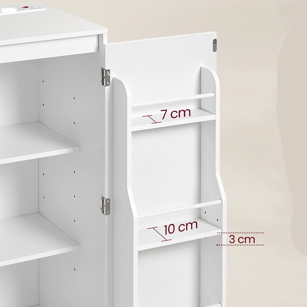 Keittiökaappi 90×40×90 cm / mikroaaltouunikaappi työtasolla ja pistorasialla – Valkoinen