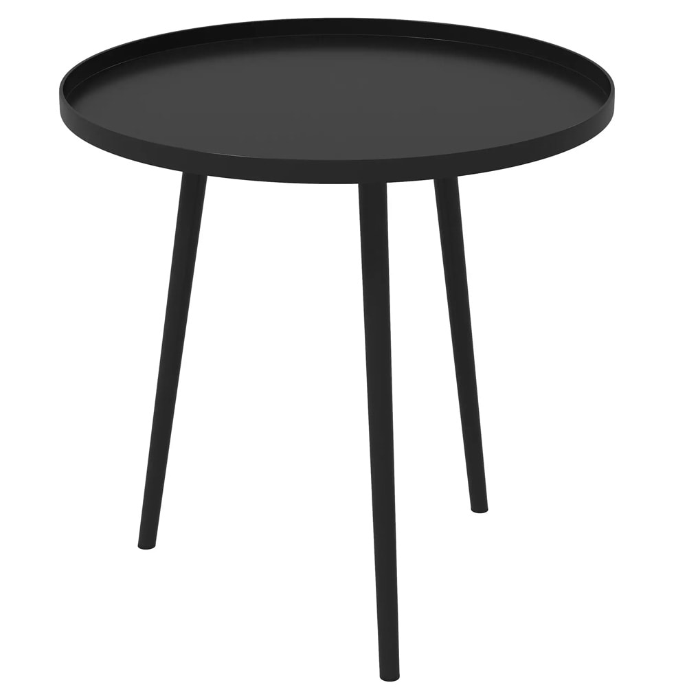 Pyöreä sivupöytä Ø40×50 cm / metallinen terassipöytä suojareunalla – Musta