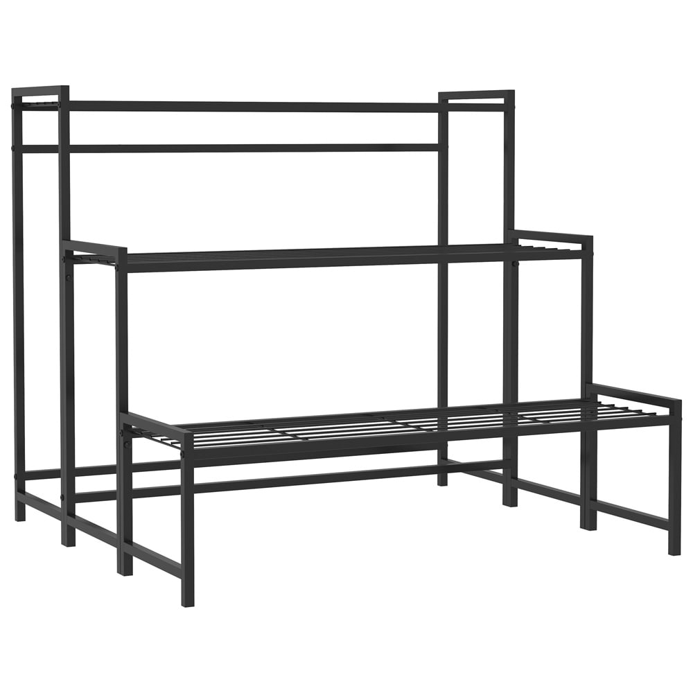 Kasviteline 75×70×66 cm / 3-tasoinen metallinen kukkateline sisä- ja ulkokäyttöön