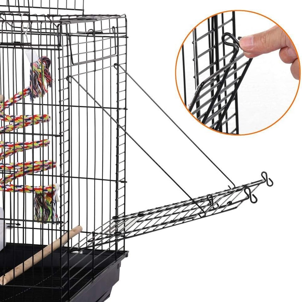 Lintuhäkki 72 cm musta – 2 avautuvaa ovea, lukittava ovi ja ulosvedettävä pohjalaatikko pienille linnuille